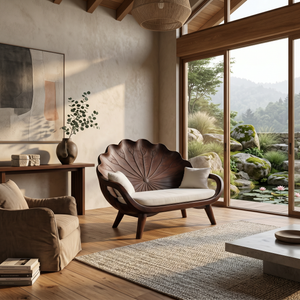 Contemporary Lotus Leaf Back Bench For Veranda Interior Area