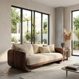 Organic Modern Curved Wood Sofa For Living Room