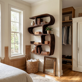 Modern Curved Bookshelf Entryway Storage Display