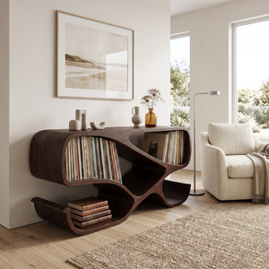 Modern Wooden Record Player Cabinet With Compartments For Living Room