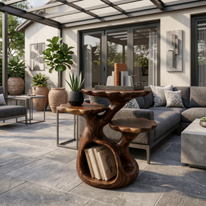 Organic Floral Top Side Table Garden Villa