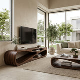 Contemporary Natural Wood Media Console For Living Room Decor