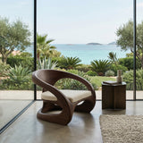 Artistic Curved Armchair Without Upholstered Seat For Living Room