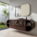 Modern Mountain Carved Floating Bathroom Vanity For Luxury Bathroom