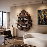 Wooden Leaf Bookshelf For Living Room Plant And Book Display