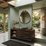Scandinavian Floating Vanity With Open Shelf For Apartment