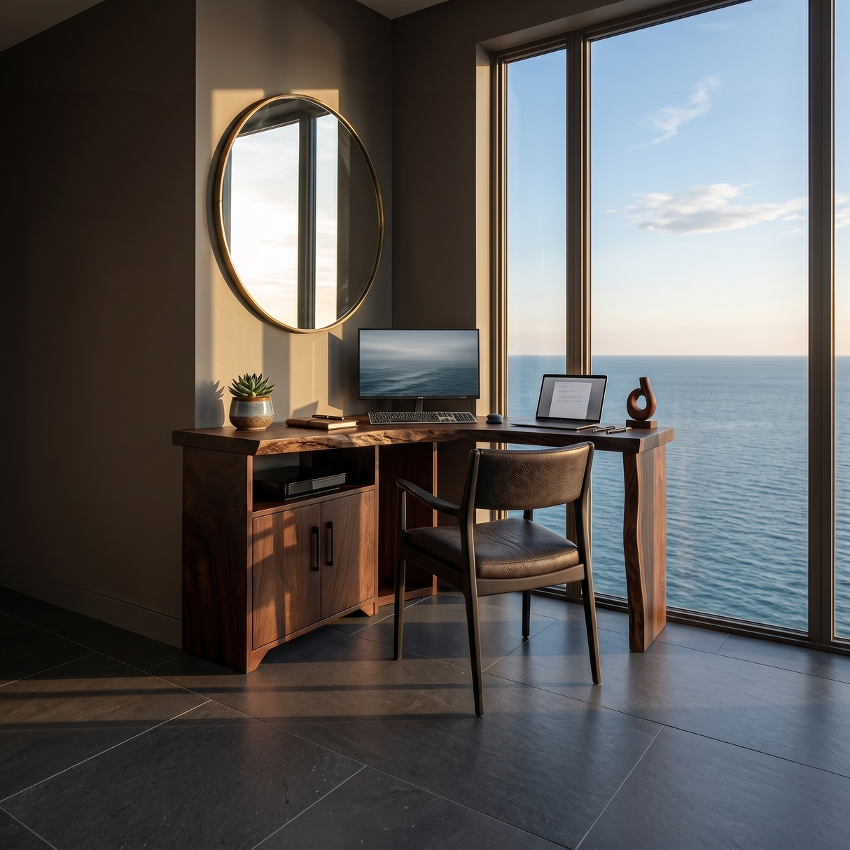 Modern Corner Desk With Cabinet Storage For Creative Home Office