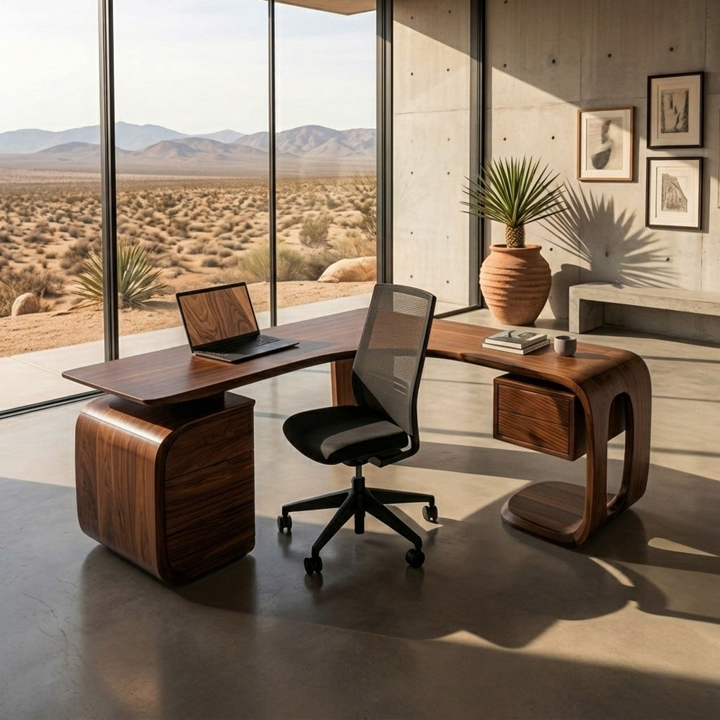 Mid Century L-Shaped Desk For Workspace Or Office