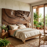 Organic Tree Sculpture Wood Headboard For Tropical Luxury Bedroom