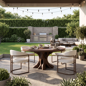 Contemporary Round Dining Table Inspired Tree Pedestal For Luxury Dining