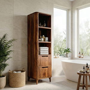 Tall Bathroom Cabinet With Five Tiers For Modern Bathroom