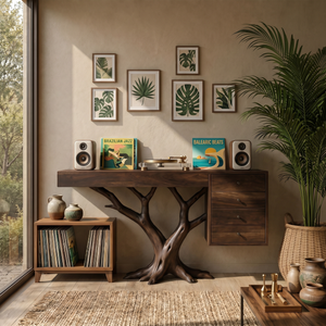 Organic Floating Console Table Designer Entryway
