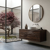 Modern Wave Carved Bathroom Vanity For Designer Bathroom