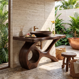 Floating Natural Wood Vanity Unit For Master Bath