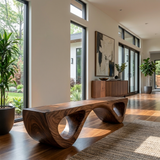 Luxury Wooden Bench Sculptural Leg For Entryway