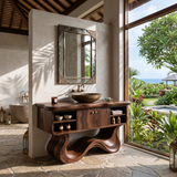 Modern Organic Vanity With Open Shelf For Spa Bathroom