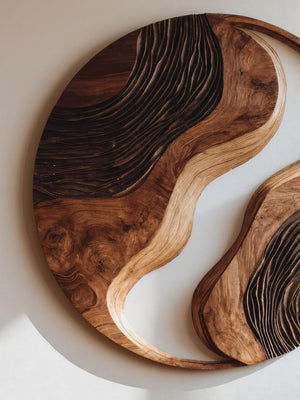 Round Sculptural Wall Art With Yin Yang Design For Living Room