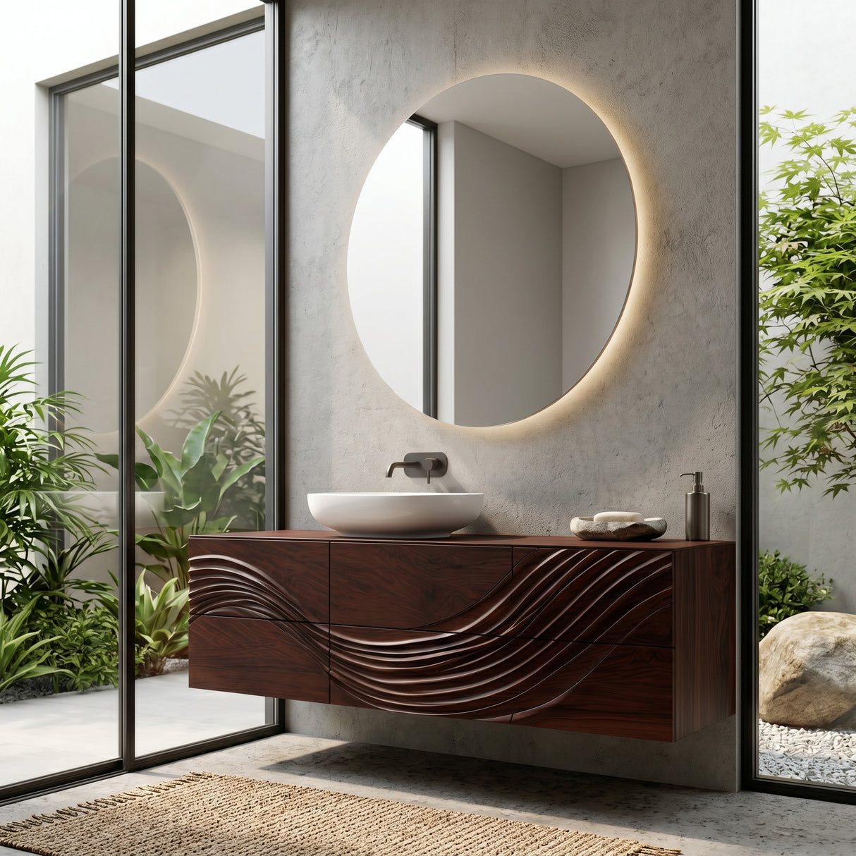 Modern Wave Floating Bathroom Vanity For Master Bathroom