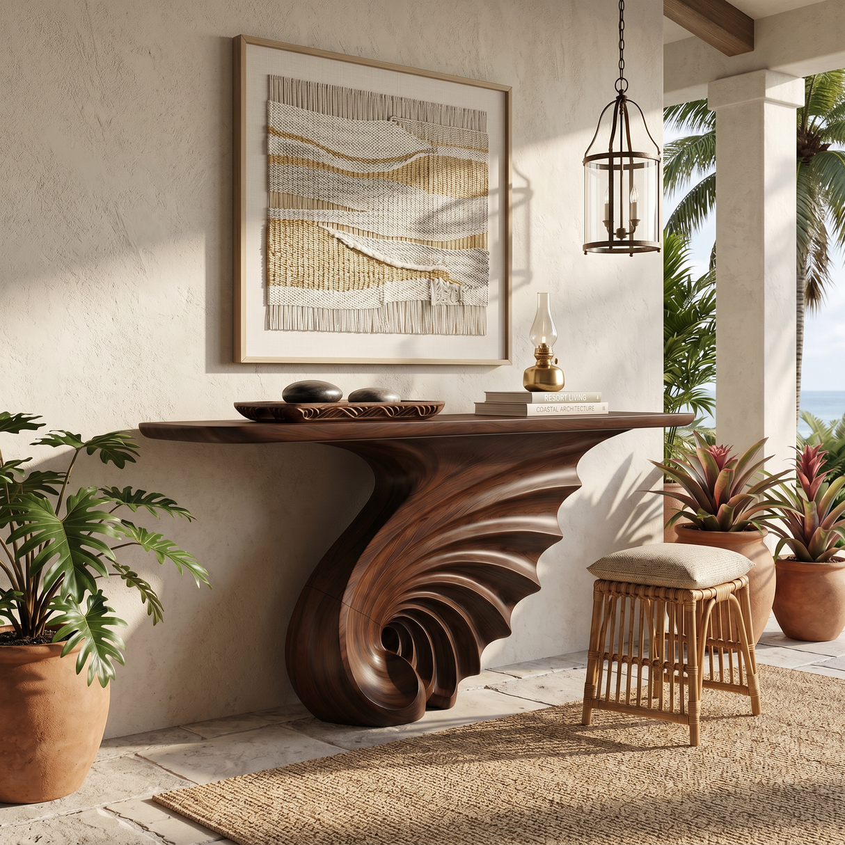 Luxury Spiral Base Console Table Contemporary Villa