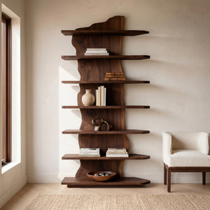 Organic Natural Wooden Standing Shelf For Reading Nook