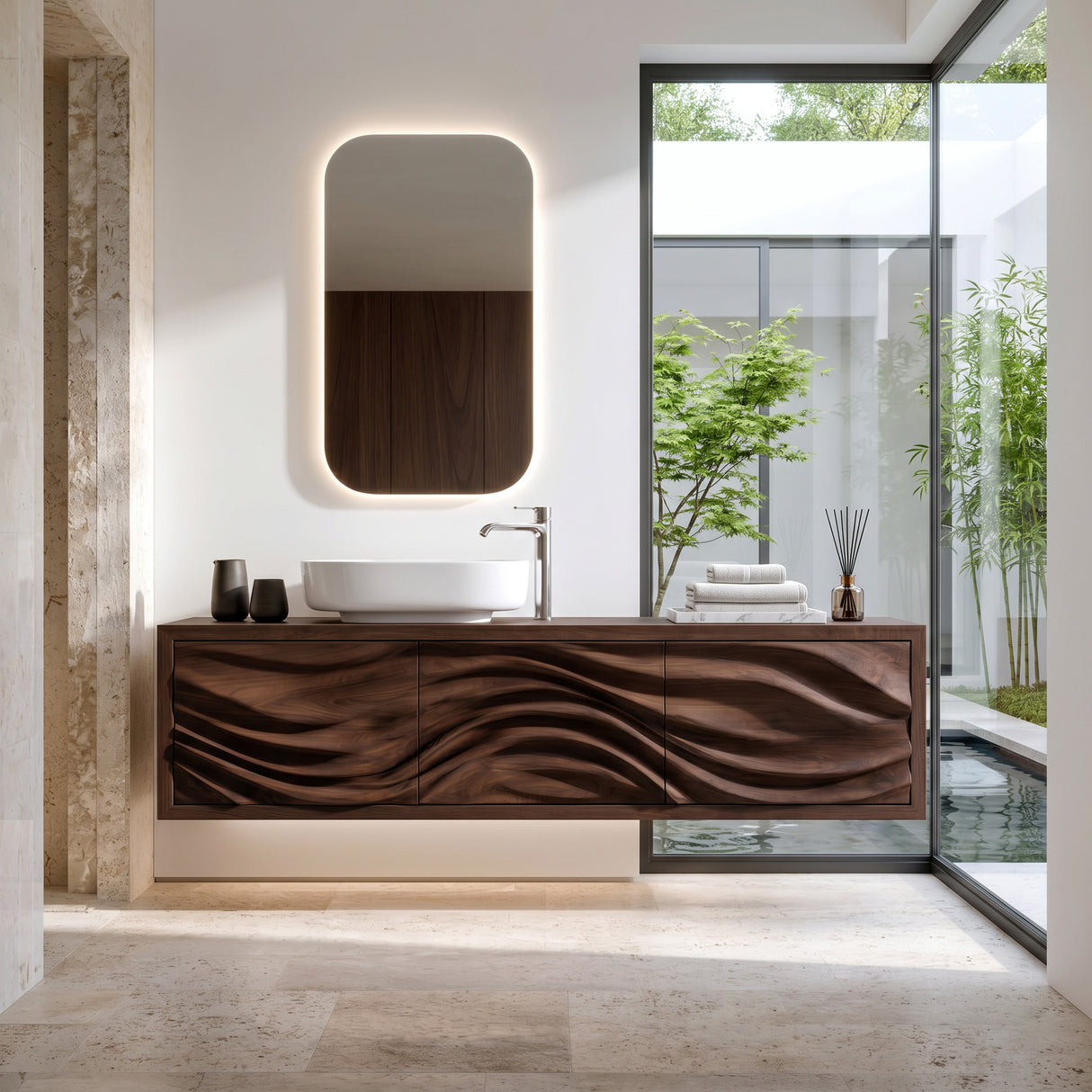 Contemporary Sculpture Floating Bathroom Vanity For Luxury Bathroom