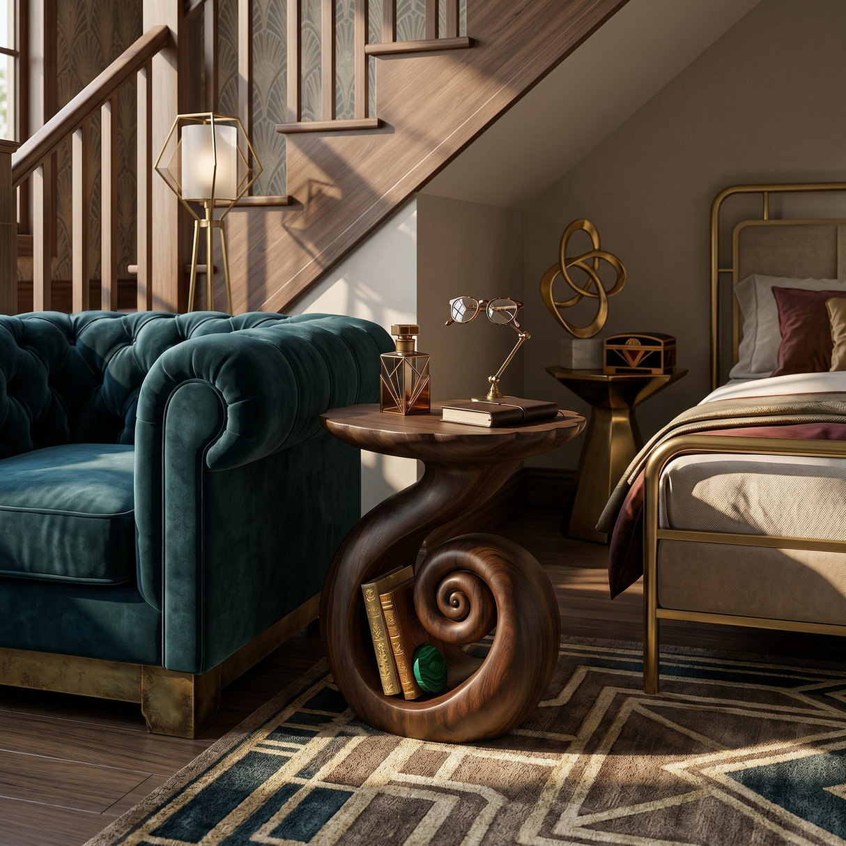 Organic Spiral Storage Side Table Resort Suite