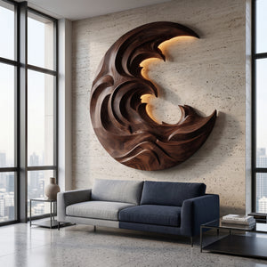 Organic Modern Wood Wave Wall Art For Living Room