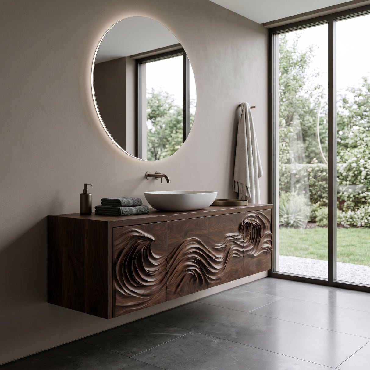 Luxury Bathroom Cabinet With Carved Front For Modern Bathroom