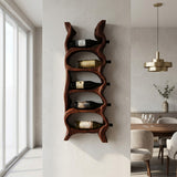 Organic Natural Wood Wine Rack For Kitchen Wall Storage