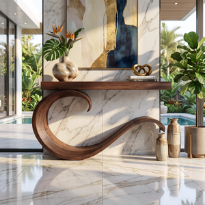 Handcrafted Sculptural Live Edge Console Table For Luxury Living Room