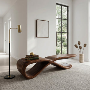 Contemporary Sculptural Wooden Bench For Hallway
