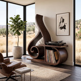 Contemporary Sculptural Wooden Record Player Stand For Living Room