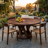 Mid Century Wooden Dining Table With Sculptural Base For Kitchen