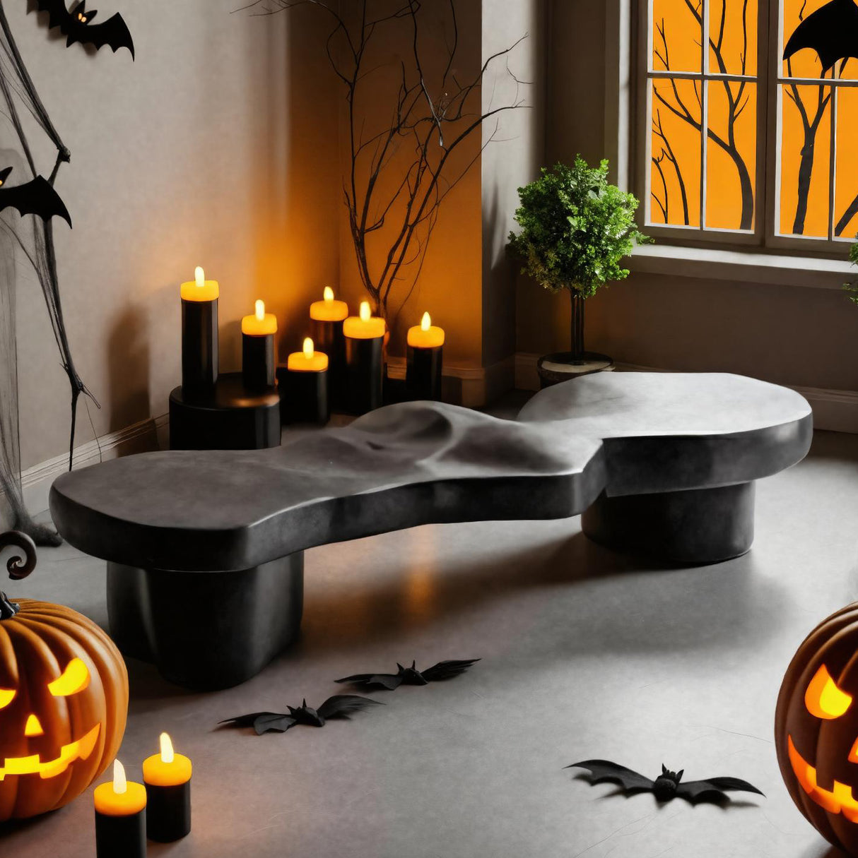 Modern Halloween Sculptural Bench For Living Room Or Entryway