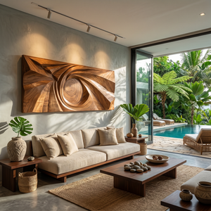 Contemporary Wall Sculpture With Geometric Carving For Entryway