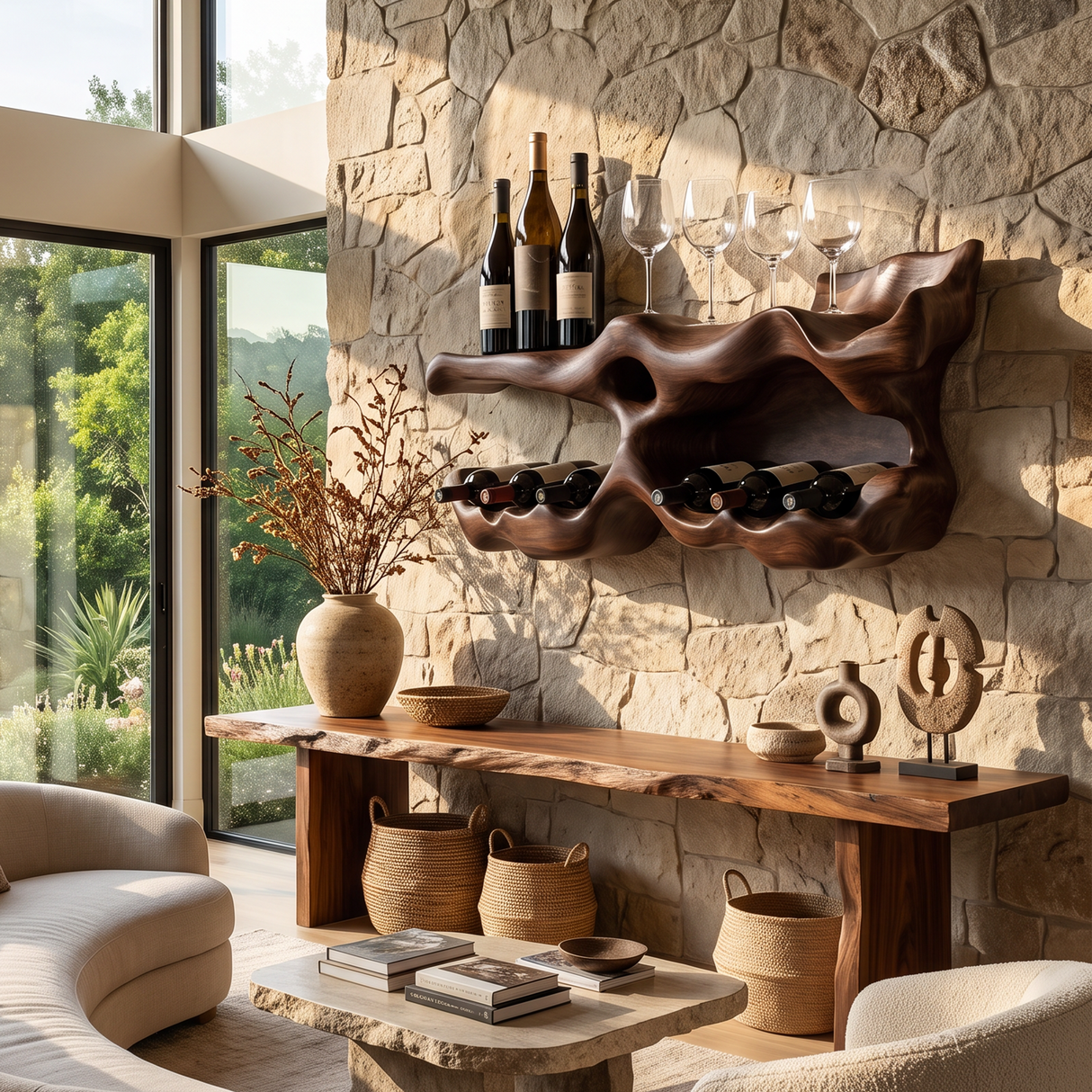 Farmhouse Wine Holder For Living Room Shelf Accent