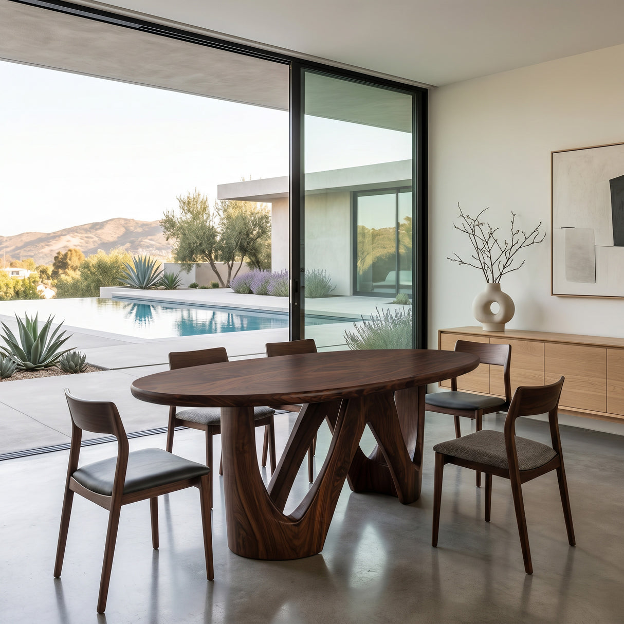 Modern Oval Dining Table With W-shape Leg For Kitchen