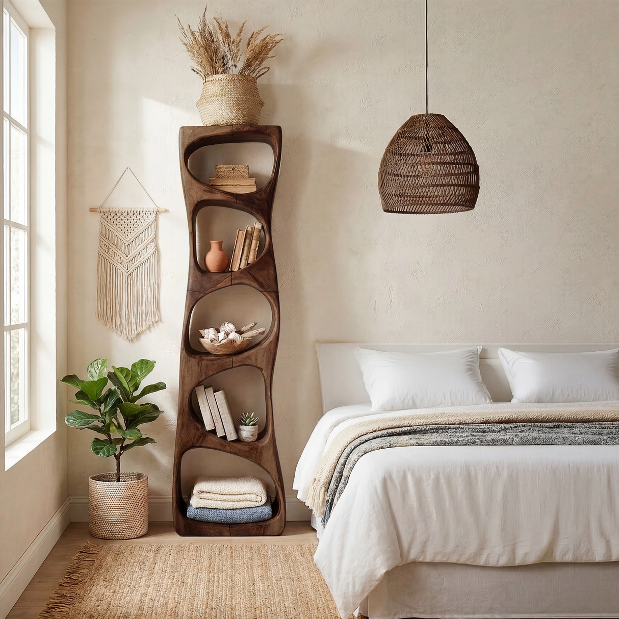 Minimalist Geometric Bookshelf Entryway Display