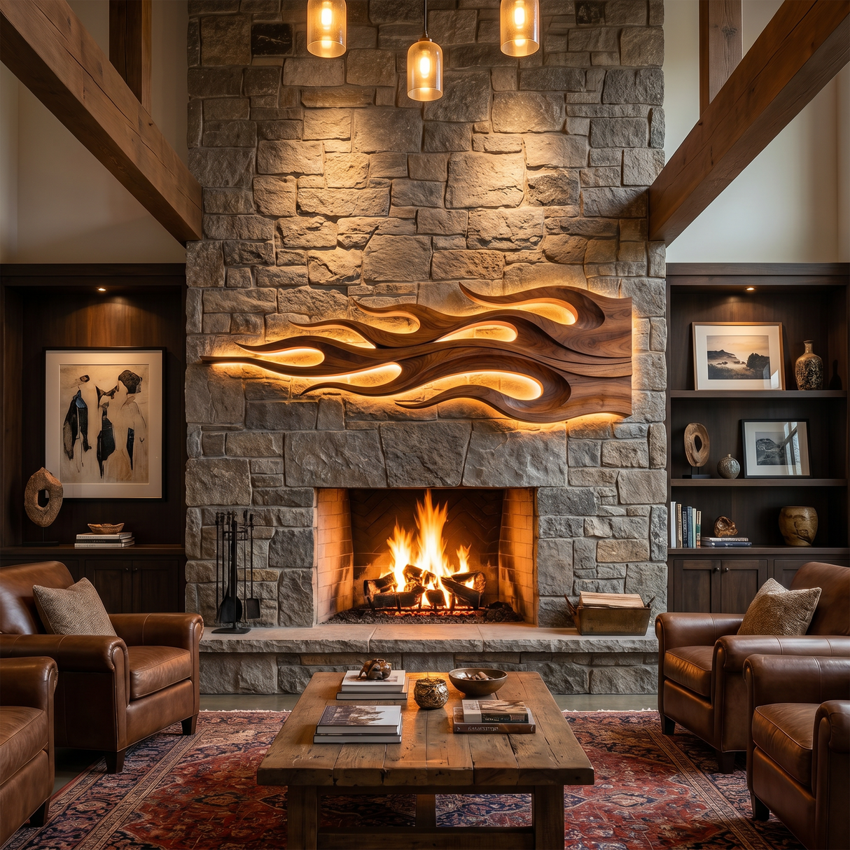 Mid Century Dimensional Wall Decor For Luxury Retreat Interior