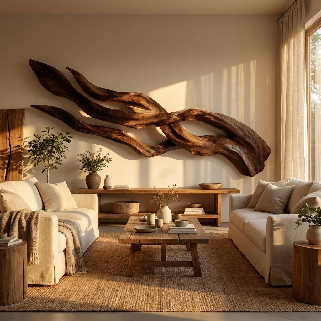 Contemporary Sculptural Wood Wall Art For Home Style