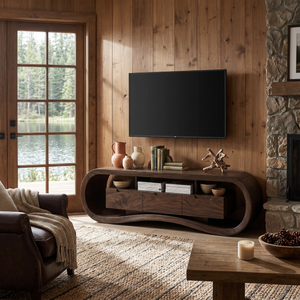 Modern Sculptural TV Stand For Luxury Minimalist Living Room