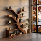 Organic Wooden Bookshelf Branch Form For Home Interior