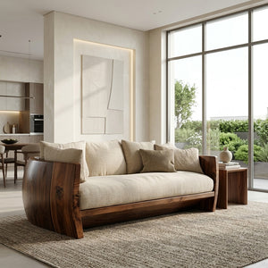 Minimalist Natural Wood Sofa For Living Room