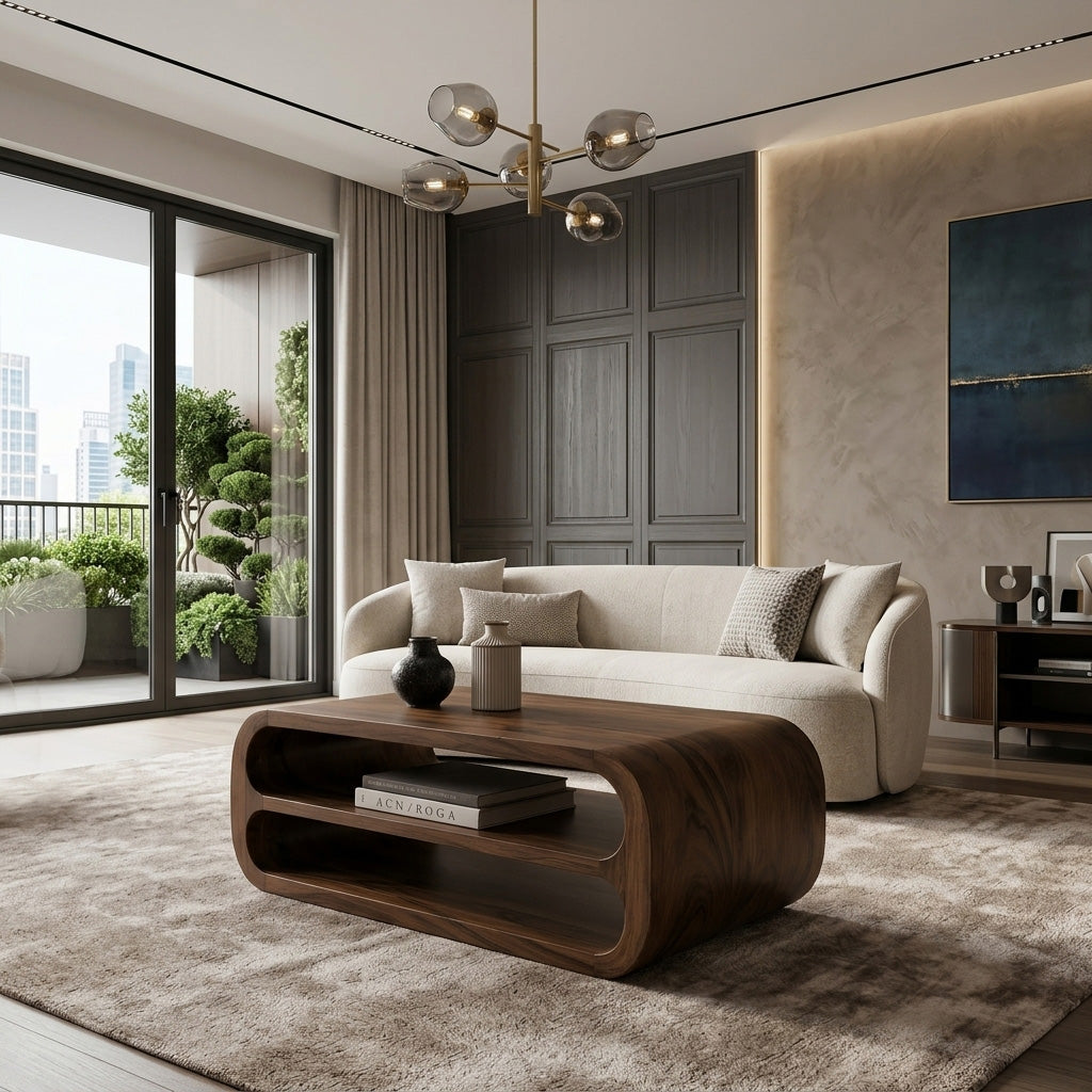 Minimalist Coffee Table With Storage Shelf For Living Room