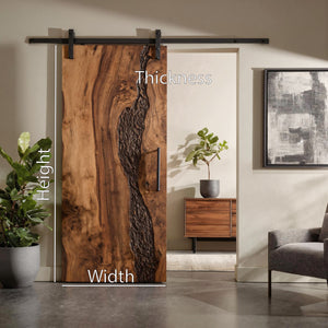 Rustic Sliding Door With Live Edge For Living Space