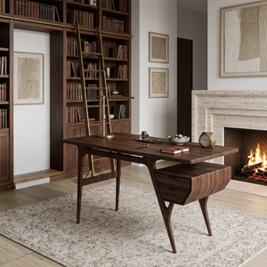 Mid Century Wooden Desk For Creative Studio Workspace