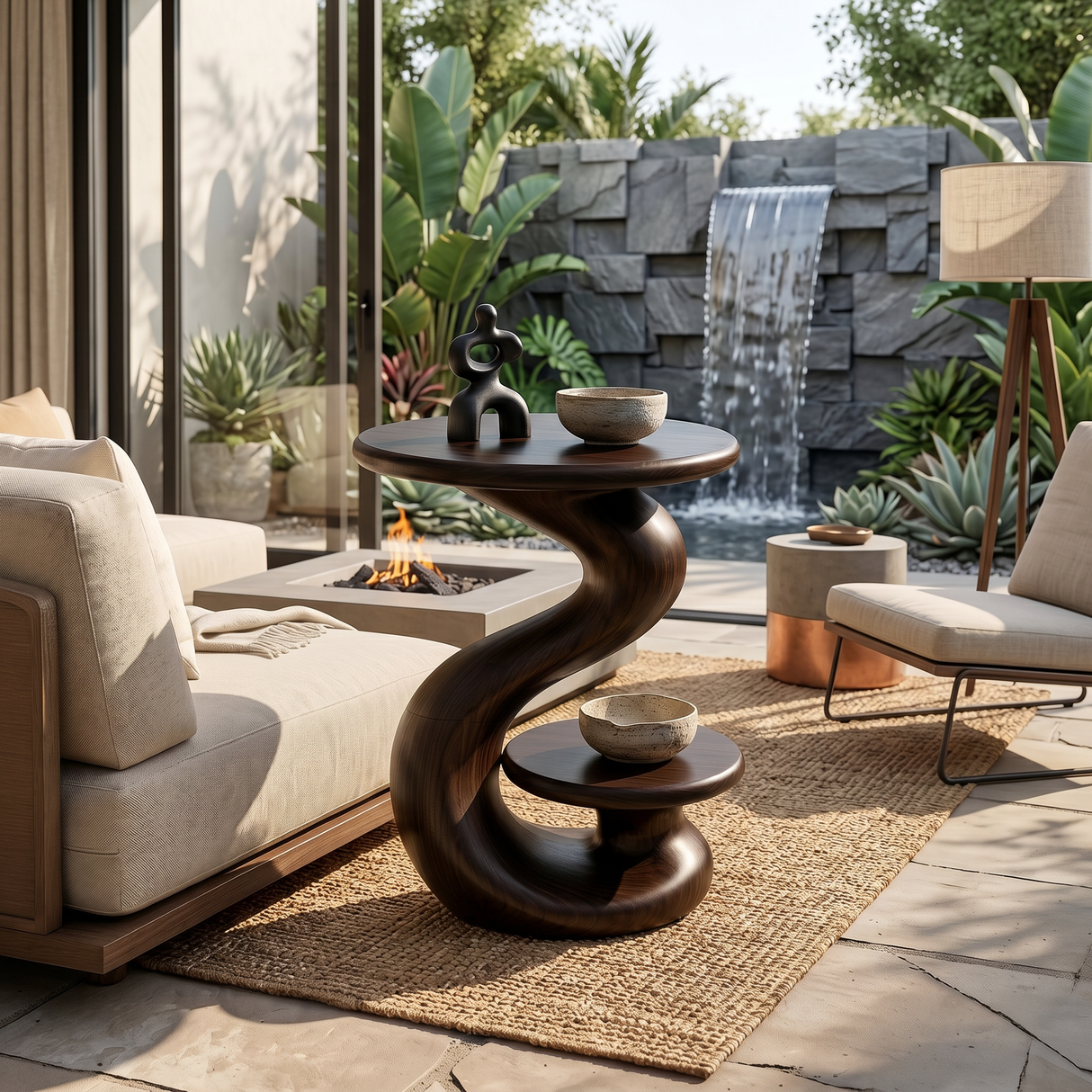 Organic Sculptural Side Table Luxury Garden Retreat