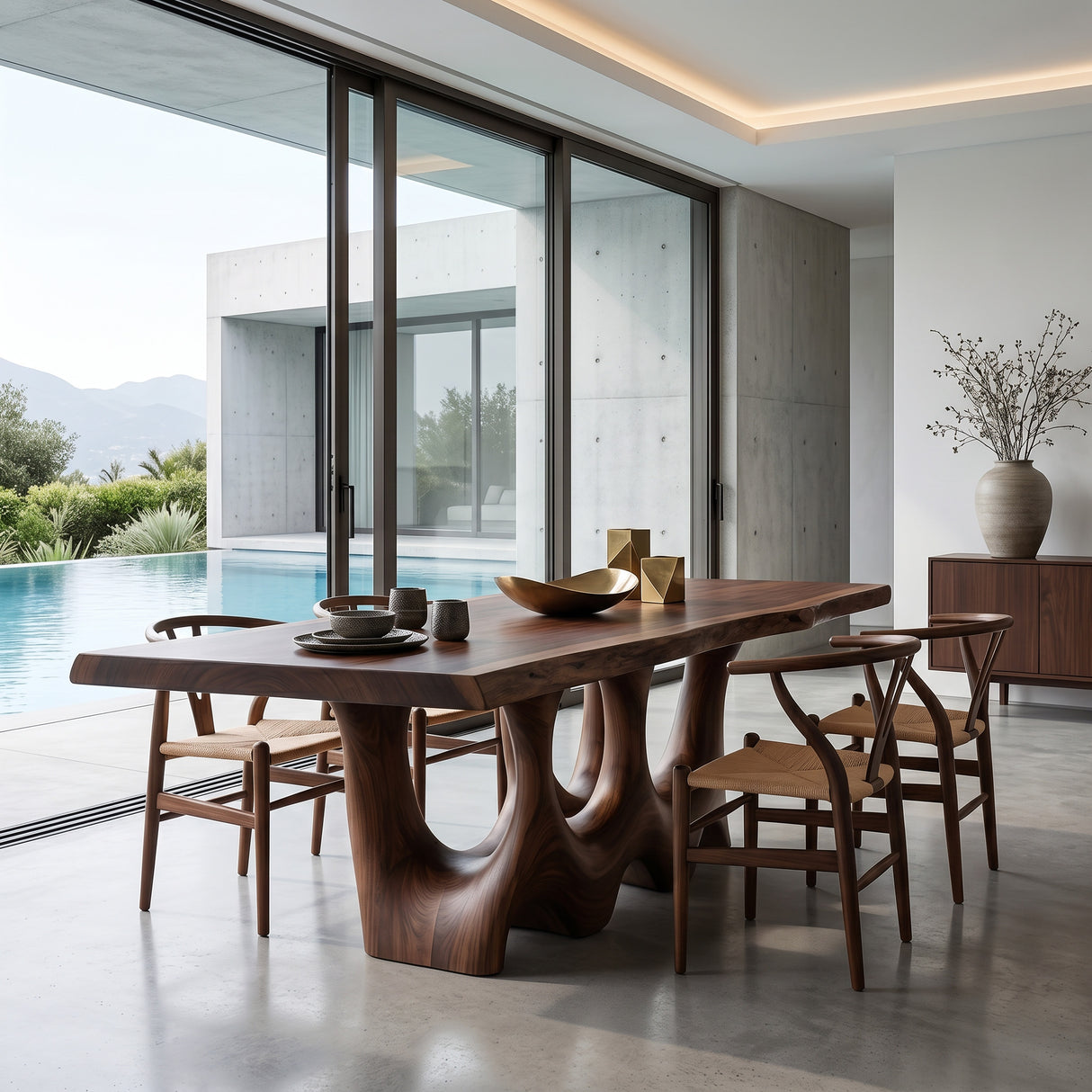 Rustic Sculptural Dining Table For Dining Room