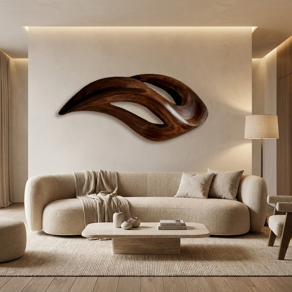Contemporary Wood Wall Art With Unique Carved For Living Room