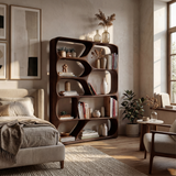 Mid Century Handcrafted Bookcase Storage Organizer For Living Room